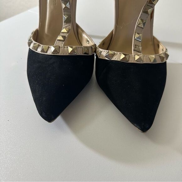 Wild Diva ADORA-64 Sexy Studded Stilletto Heels Black and Tan‎ Size 7 - Picture 8 of 14